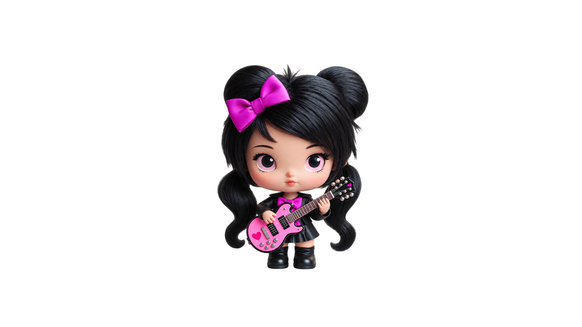Xidney Foo holding her pink guitar